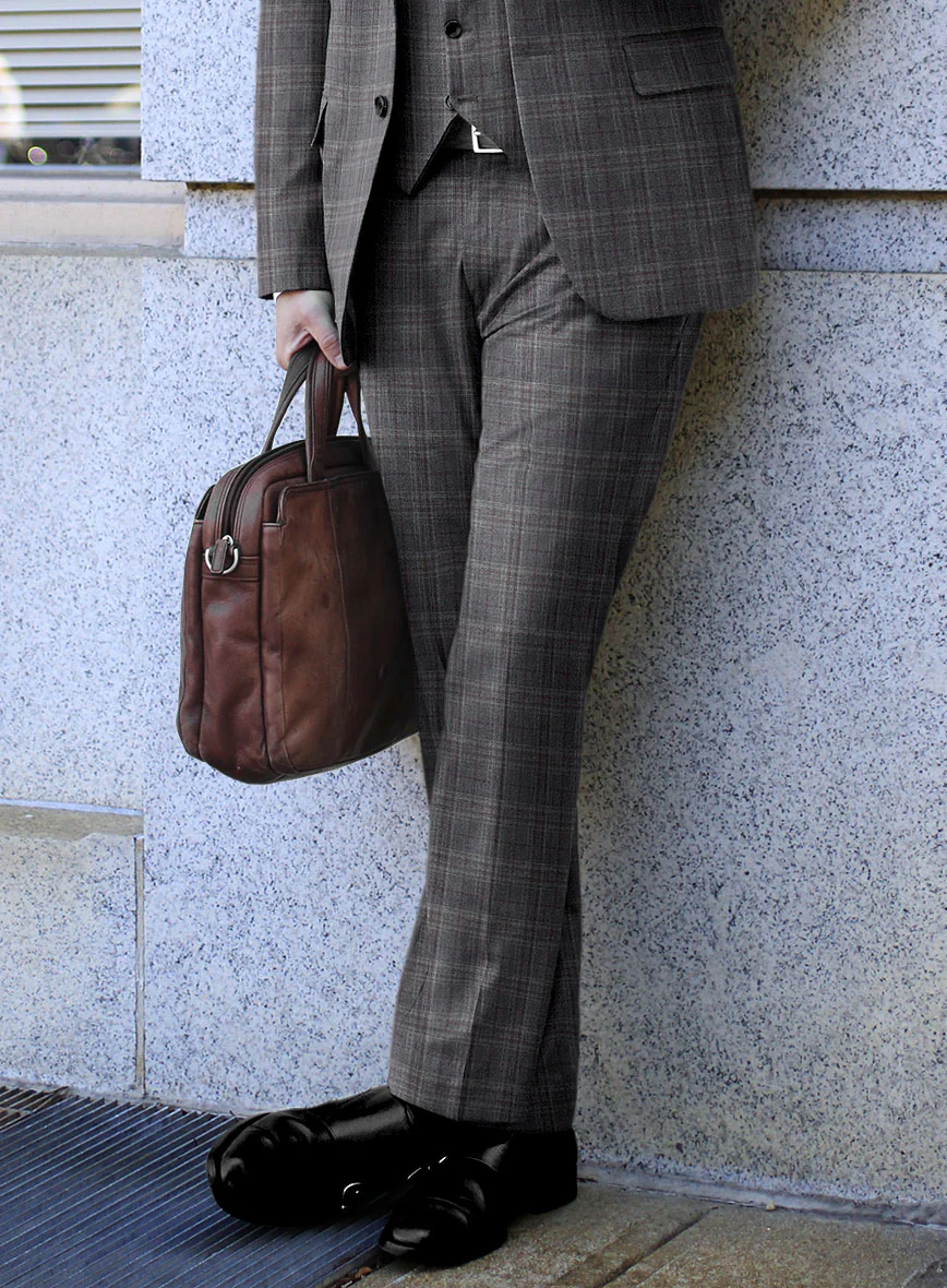 Scabal Tornado Glen Gray Wool Pants - Image 2