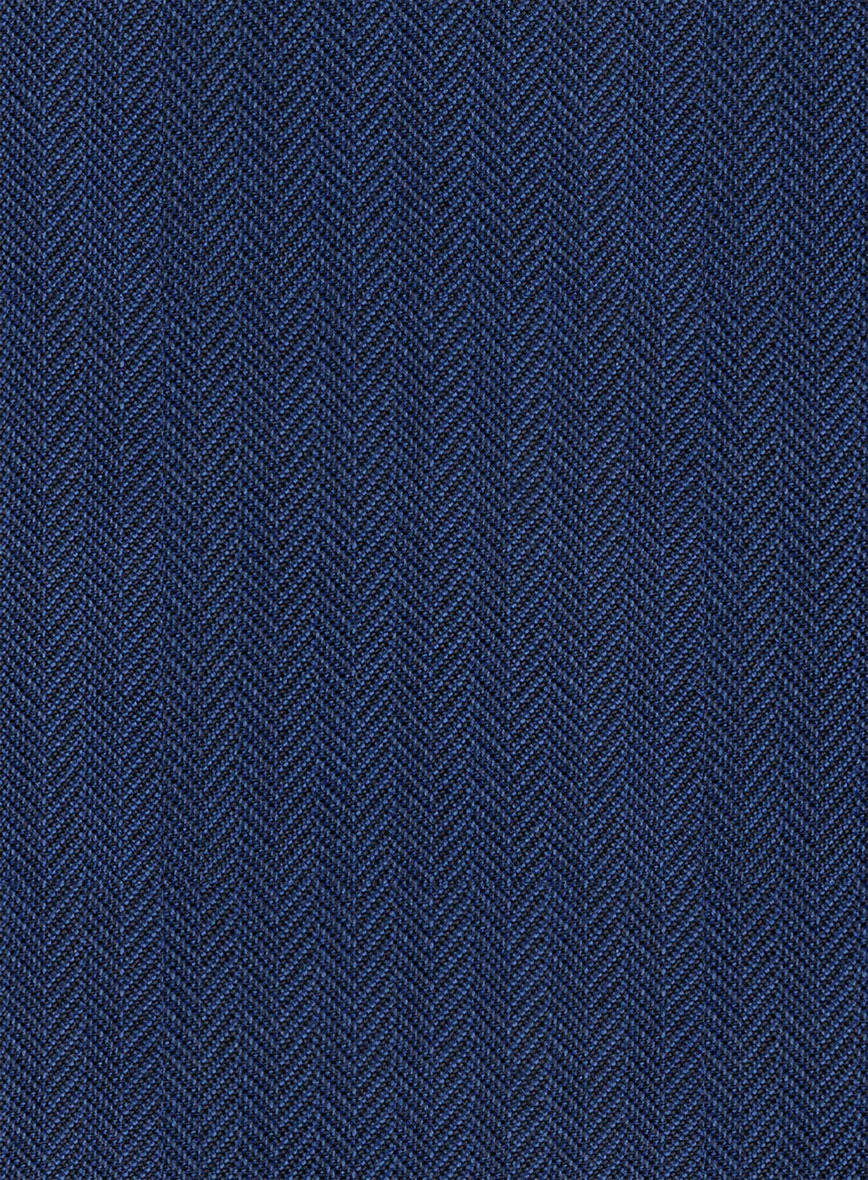 Scabal Tornado Herringbone Blue Wool Pants - Image 3
