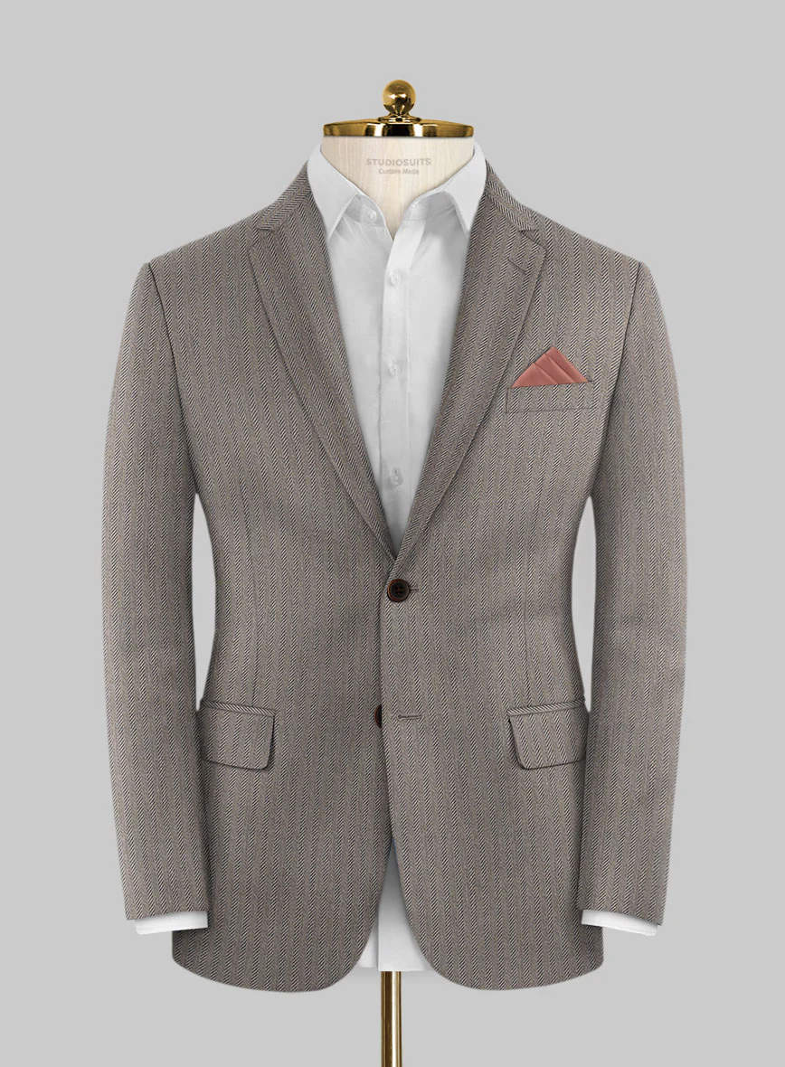 Scabal Tornado Herringbone Brown Wool Suit - Image 3