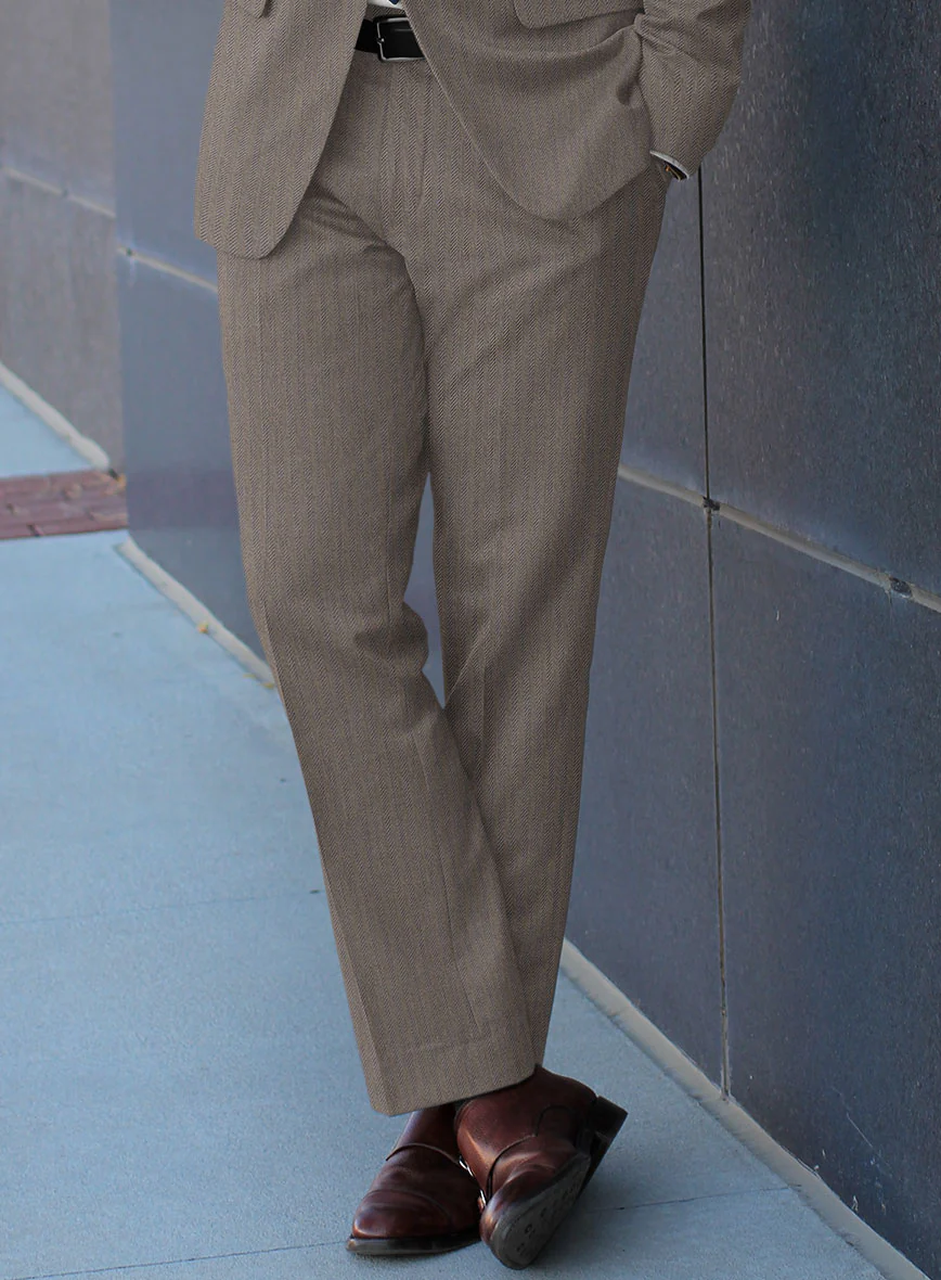 Scabal Tornado Herringbone Brown Wool Suit - Image 4