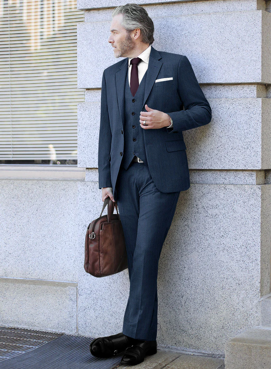 Scabal Tornado Herringbone Casa Blue Wool Suit - Image 2