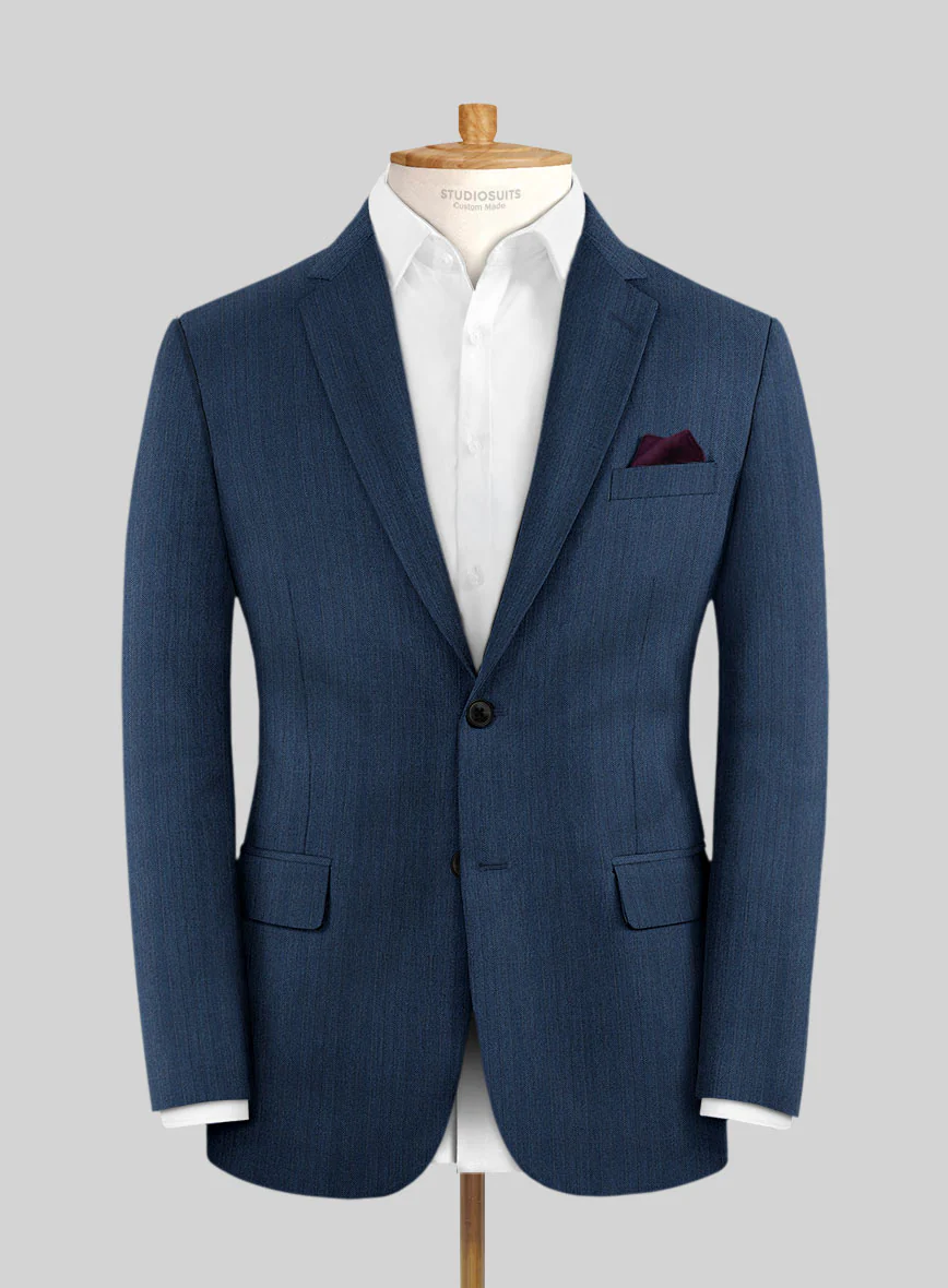 Scabal Tornado Herringbone Casa Blue Wool Suit - Image 3