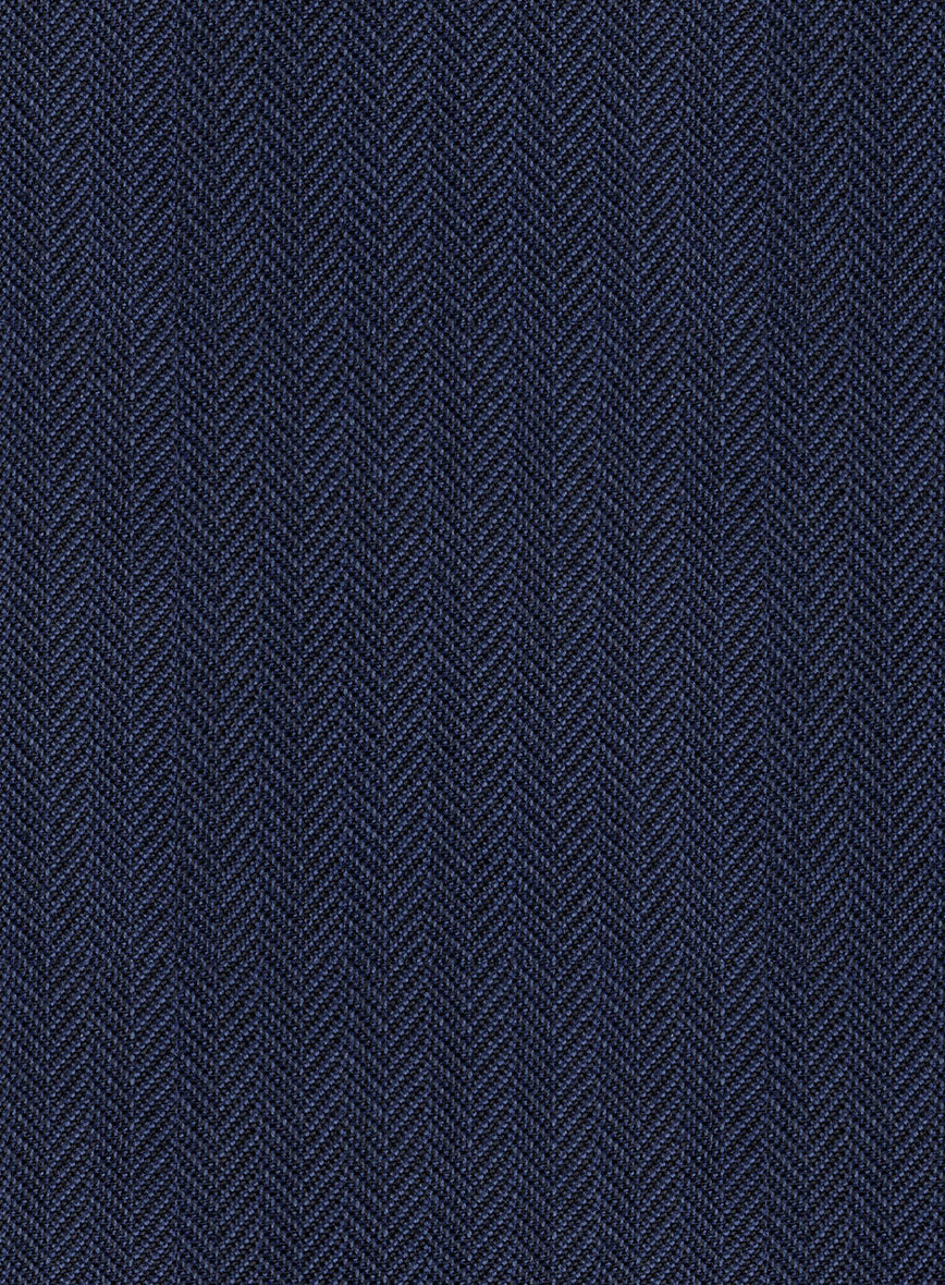 Scabal Tornado Herringbone Navy Blue Wool Suit - Image 6