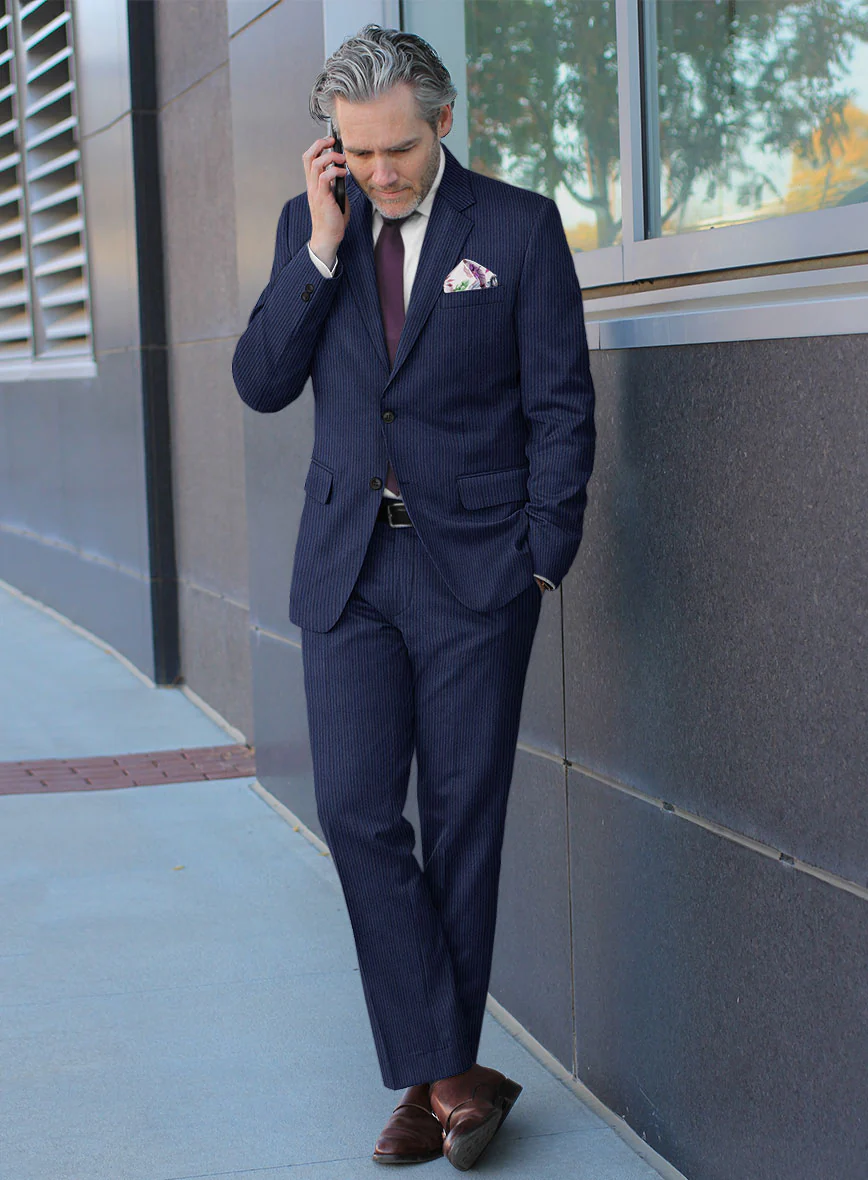 Scabal Tornado Herringbone Royal Blue Wool Suit - Image 2