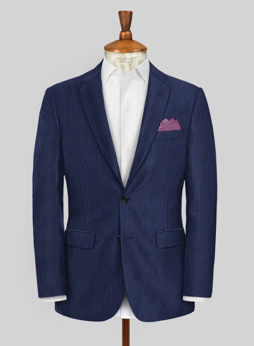 Scabal Tornado Herringbone Royal Blue Wool Suit - Image 3