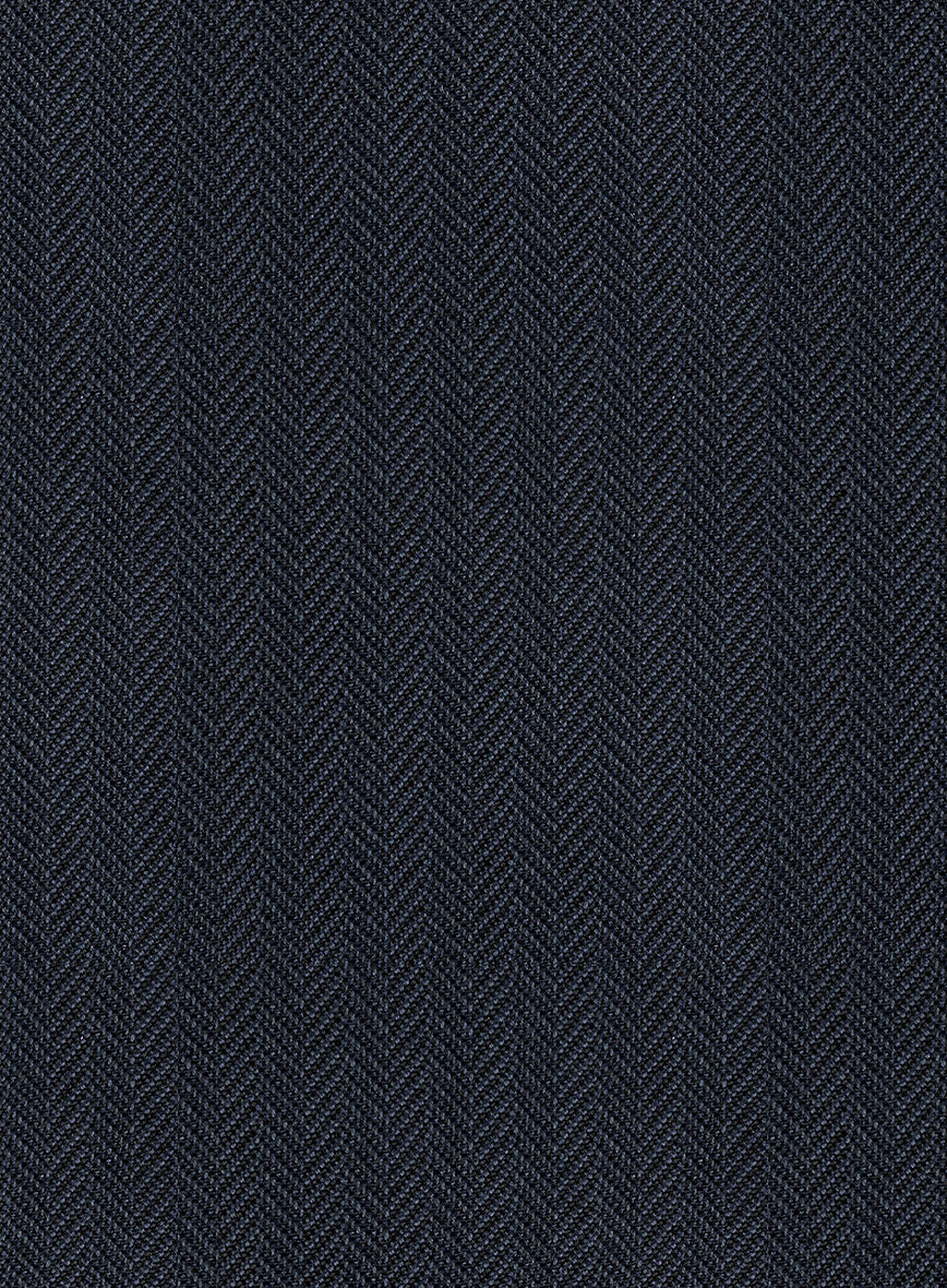 Scabal Tornado Herringbone Slate Blue Wool Pants - Image 3