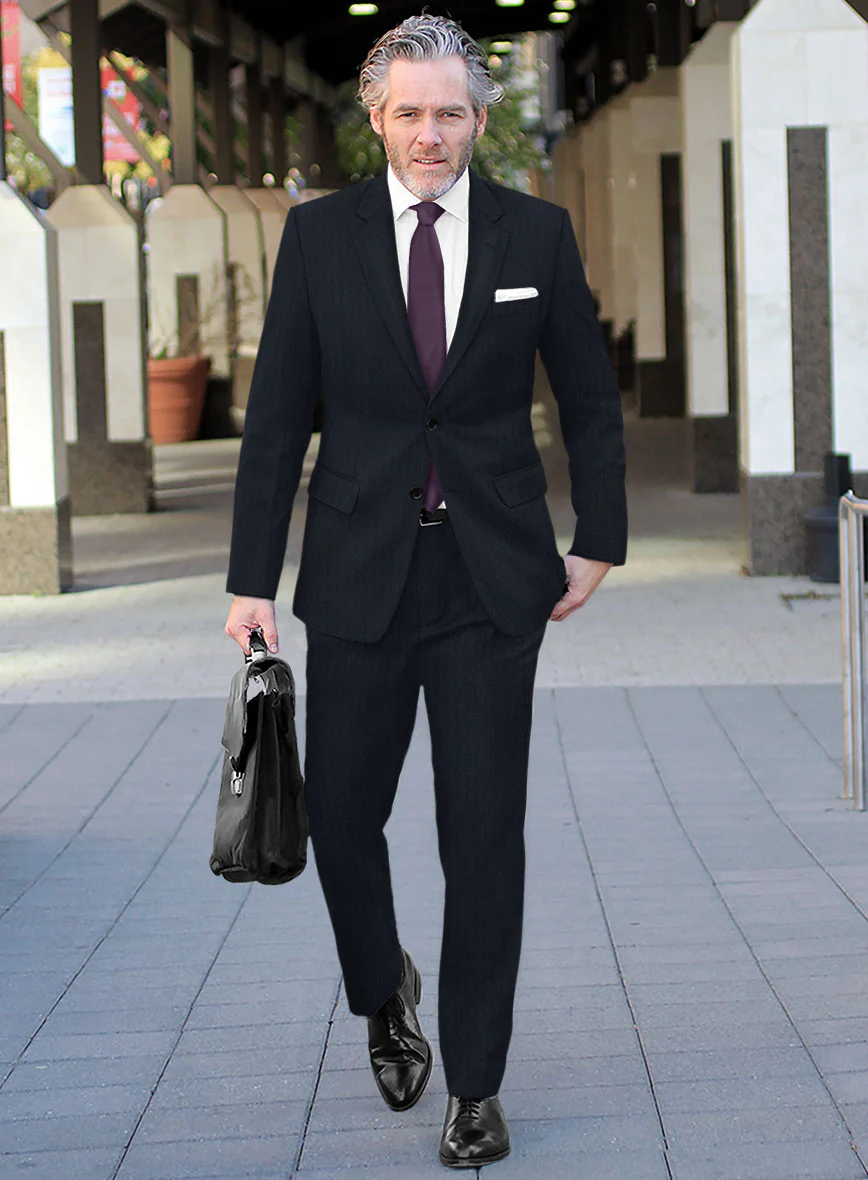 Scabal Tornado Herringbone Slate Blue Wool Suit - Image 2
