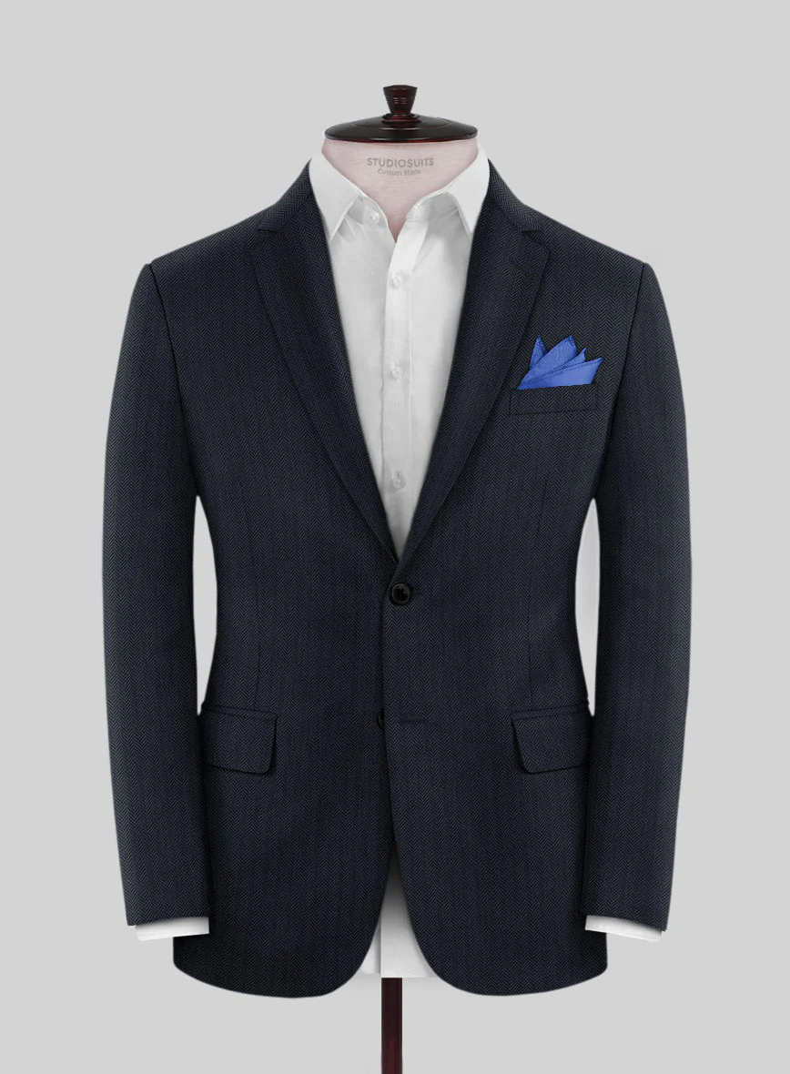 Scabal Tornado Herringbone Slate Blue Wool Suit - Image 3