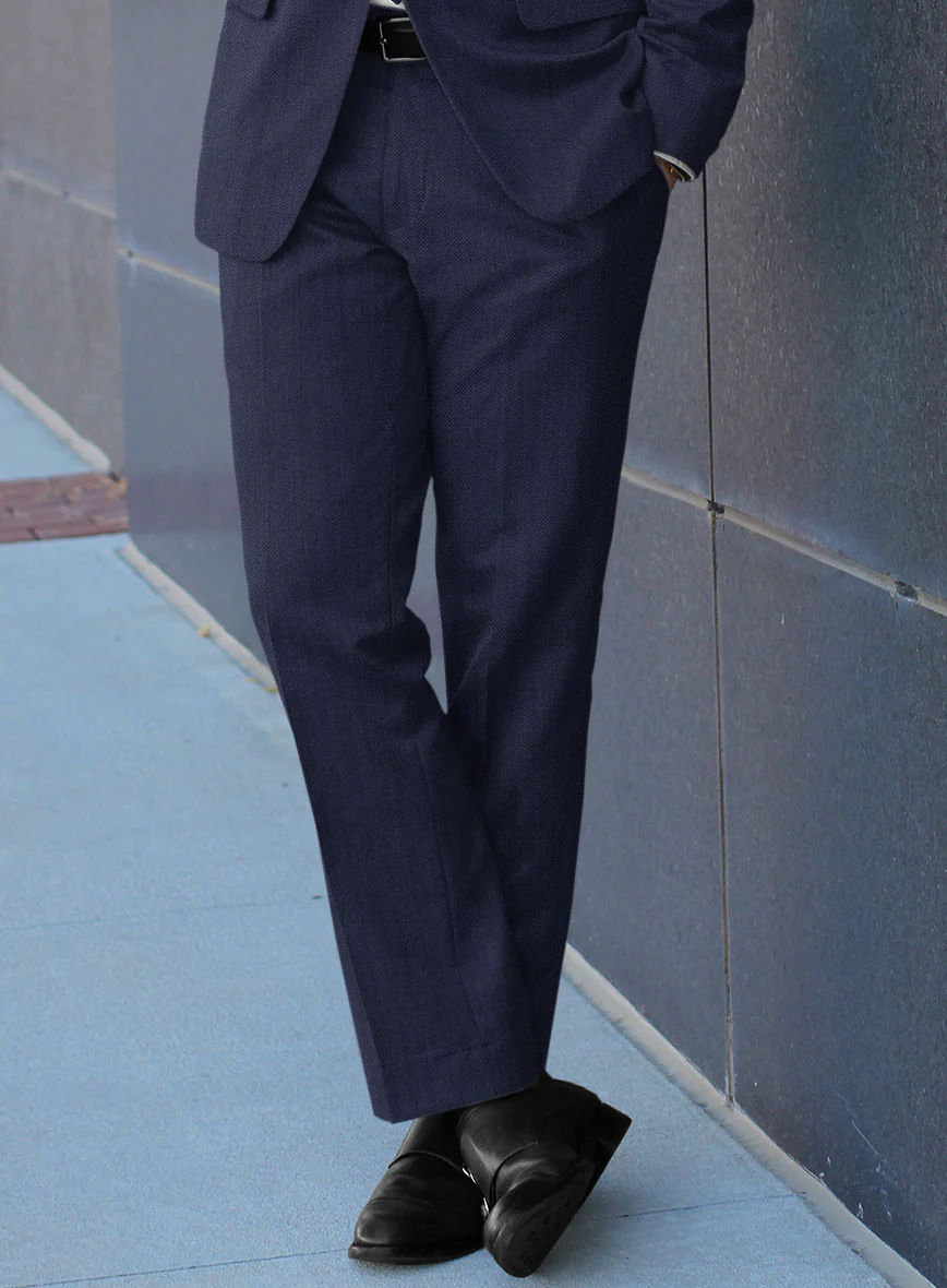 Scabal Tornado Naquez Blue Wool Pants - Image 2