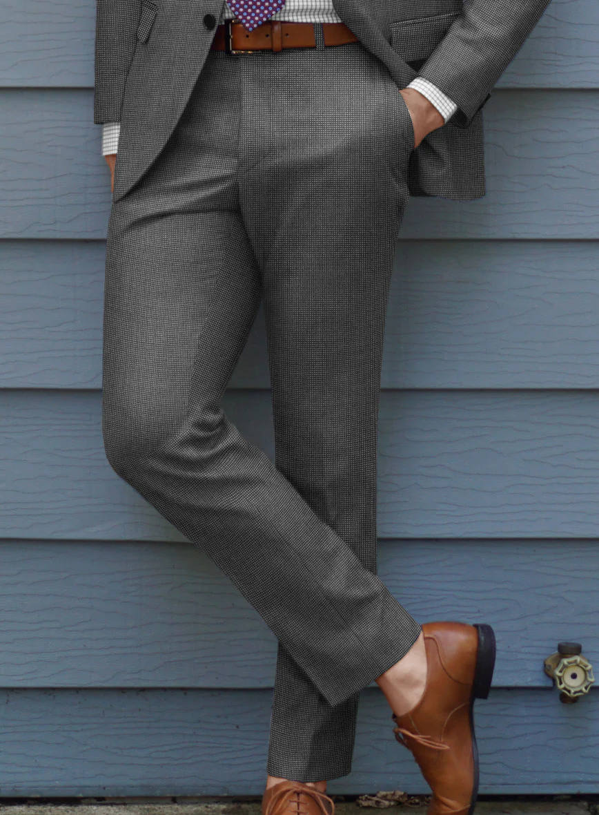 Scabal Tornado Pin Check Black Wool Pants - Image 2
