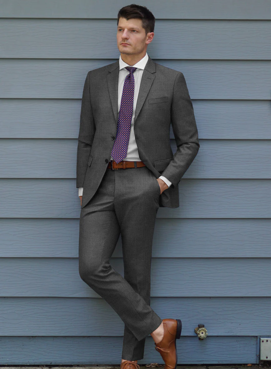 Scabal Tornado Pin Check Black Wool Suit - Image 2