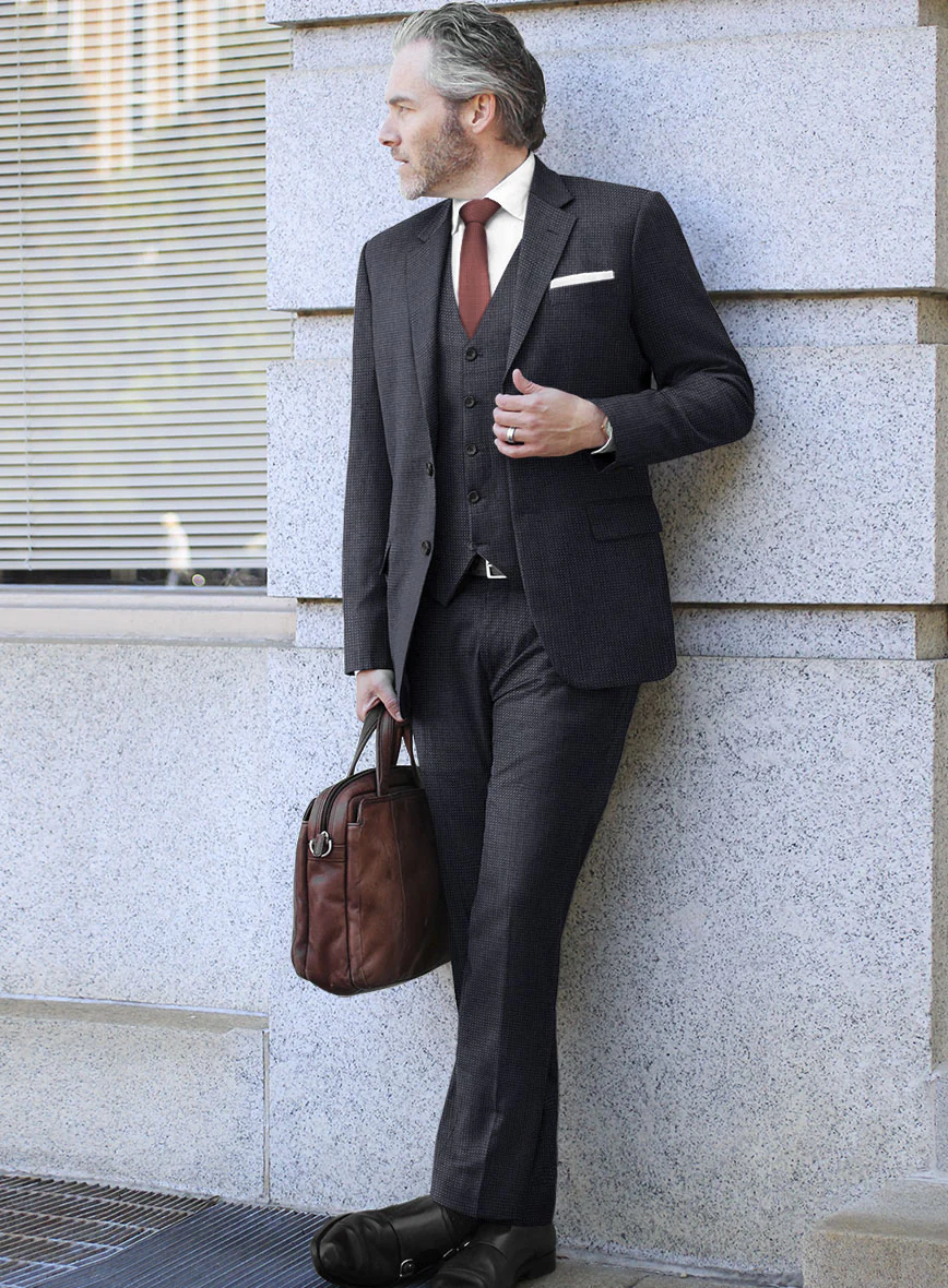 Scabal Tornado Pin Check Blue Wool Suit - Image 2