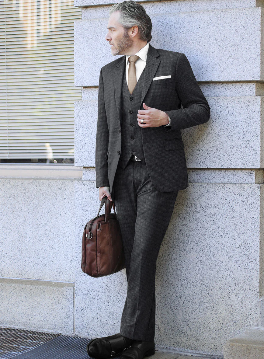 Scabal Tornado Pin Check Dark Blue Wool Suit - Image 2