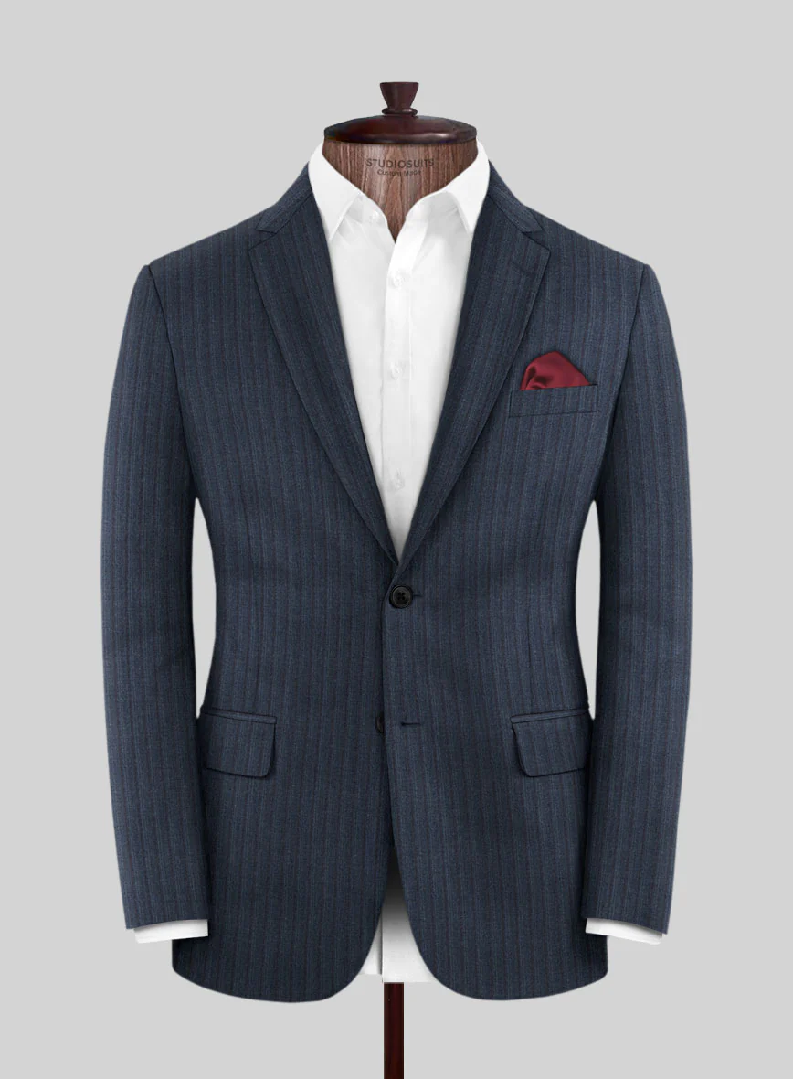 Scabal Tornado Stripes Blue Wool Suit - Image 3