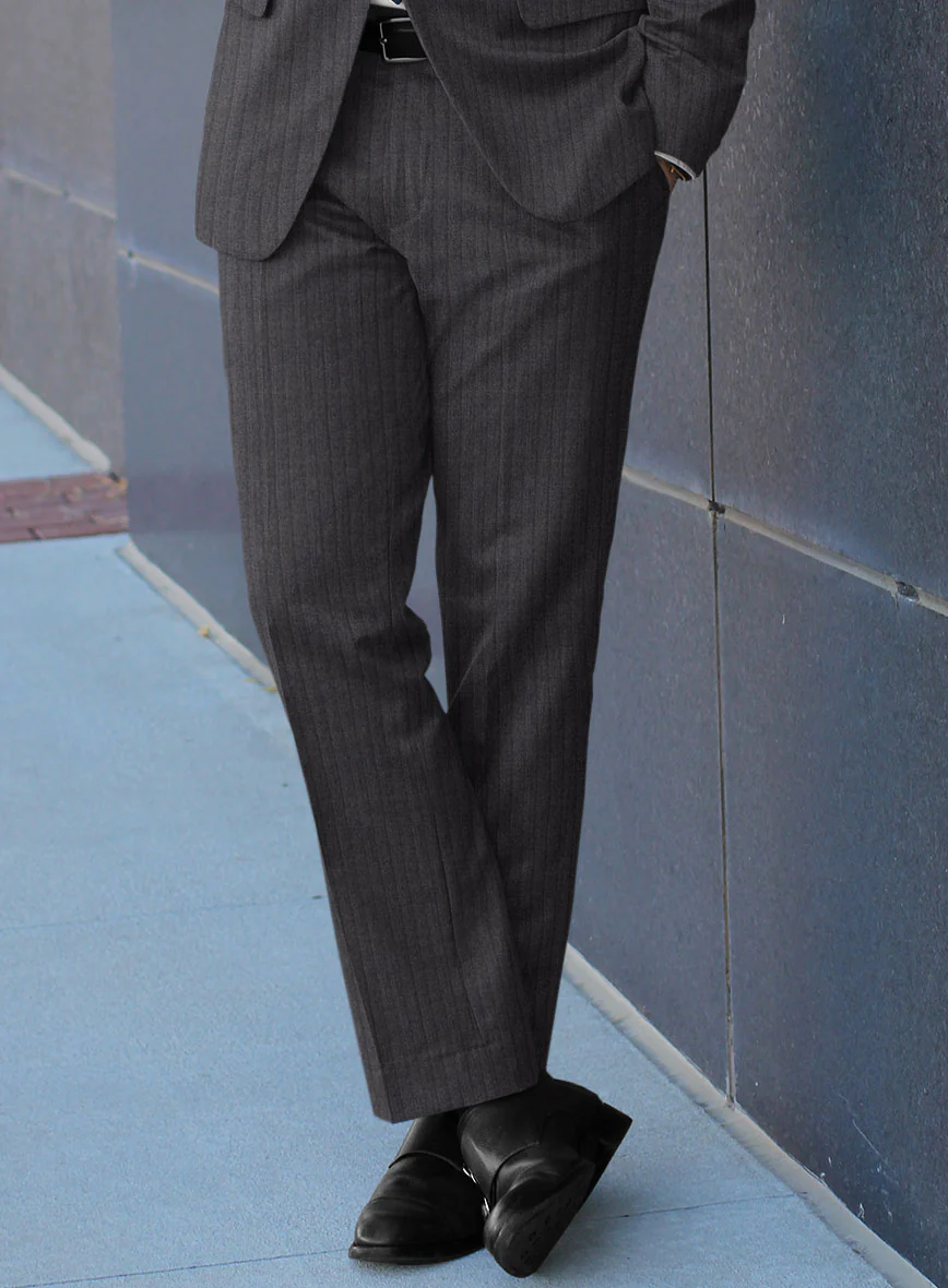 Scabal Tornado Stripes Dark Gray Wool Pants - Image 2