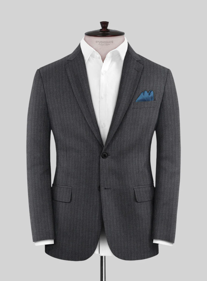 Scabal Tornado Stripes Dark Gray Wool Suit - Image 3