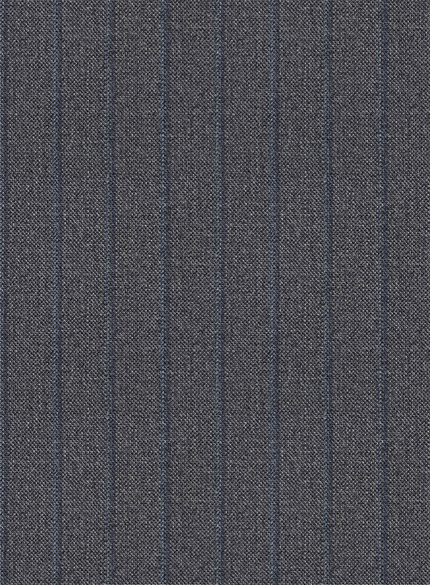 Scabal Tornado Stripes Gray Blue Wool Suit - Image 6