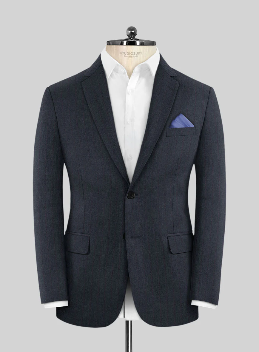 Scabal Tornado Stripes Midnight Blue Wool Suit - Image 3