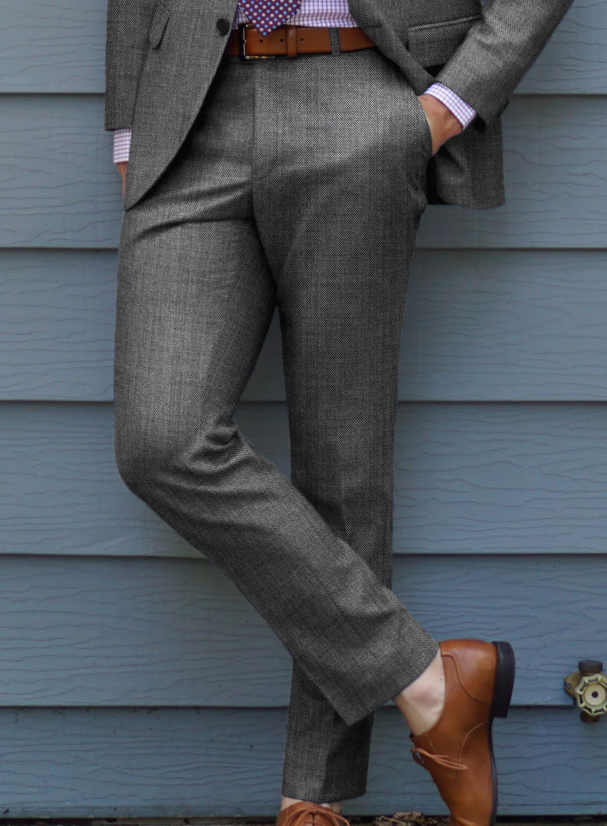 Scabal Tornado Twill Gray Blue Wool Pants - Image 2
