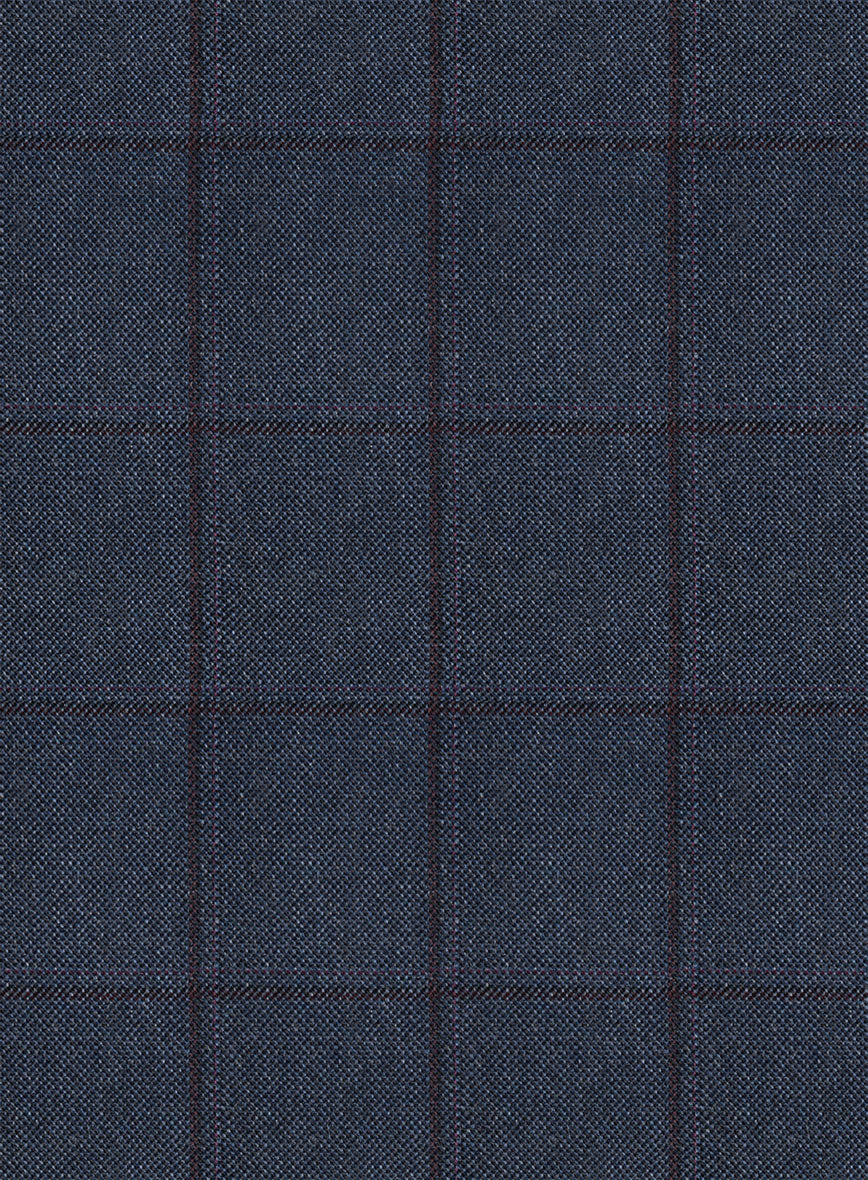 Scabal Tornado Windowpane Blue Wool Pants - Image 3