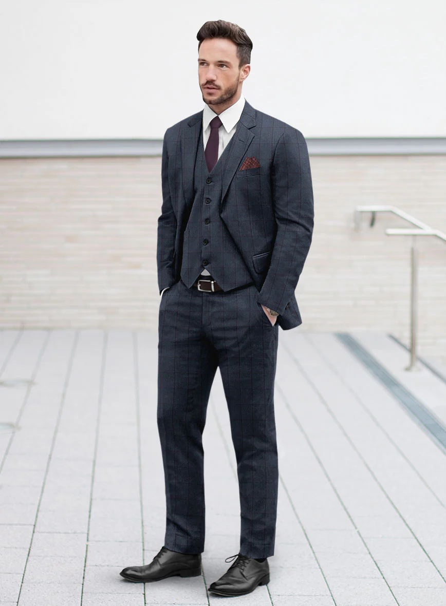 Scabal Tornado Windowpane Blue Wool Suit - Image 2