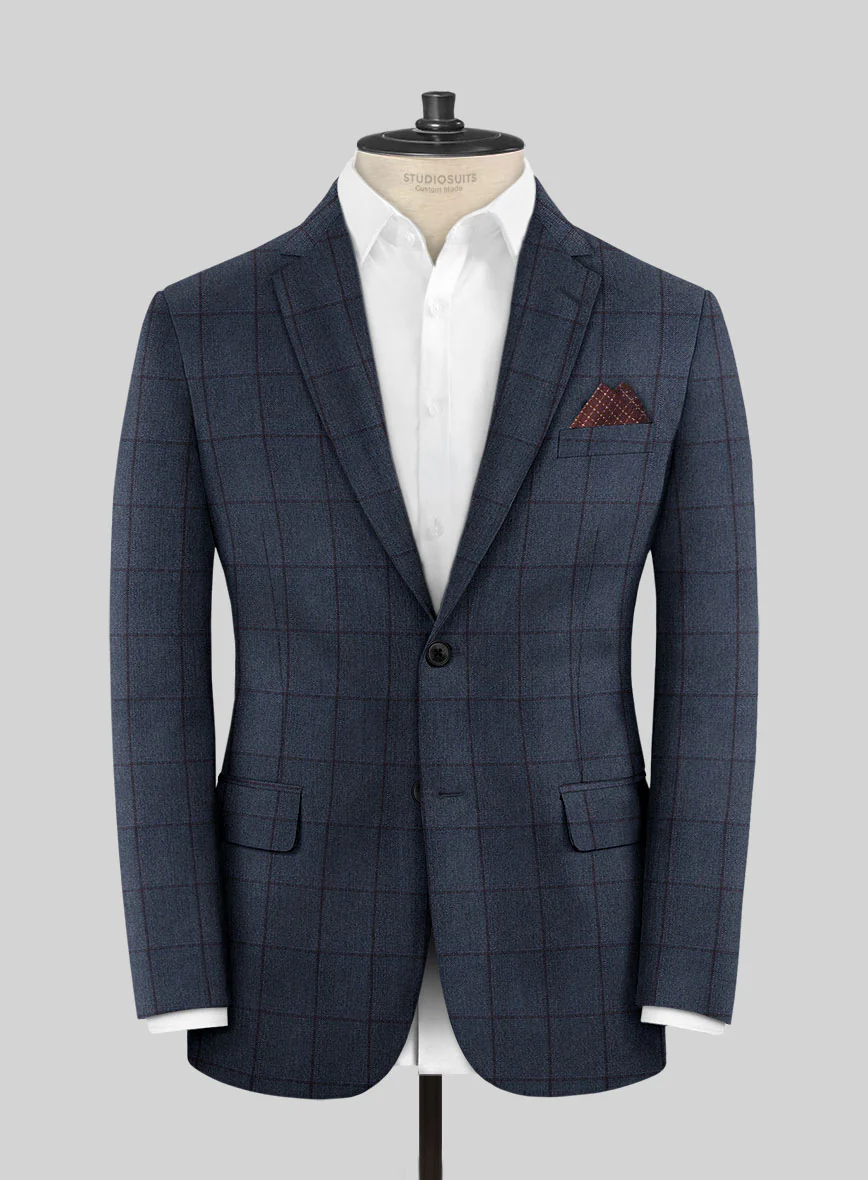 Scabal Tornado Windowpane Blue Wool Suit - Image 3