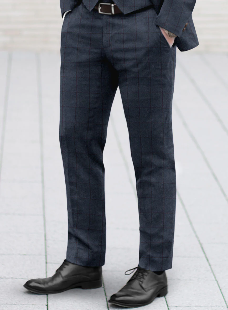 Scabal Tornado Windowpane Blue Wool Suit - Image 4
