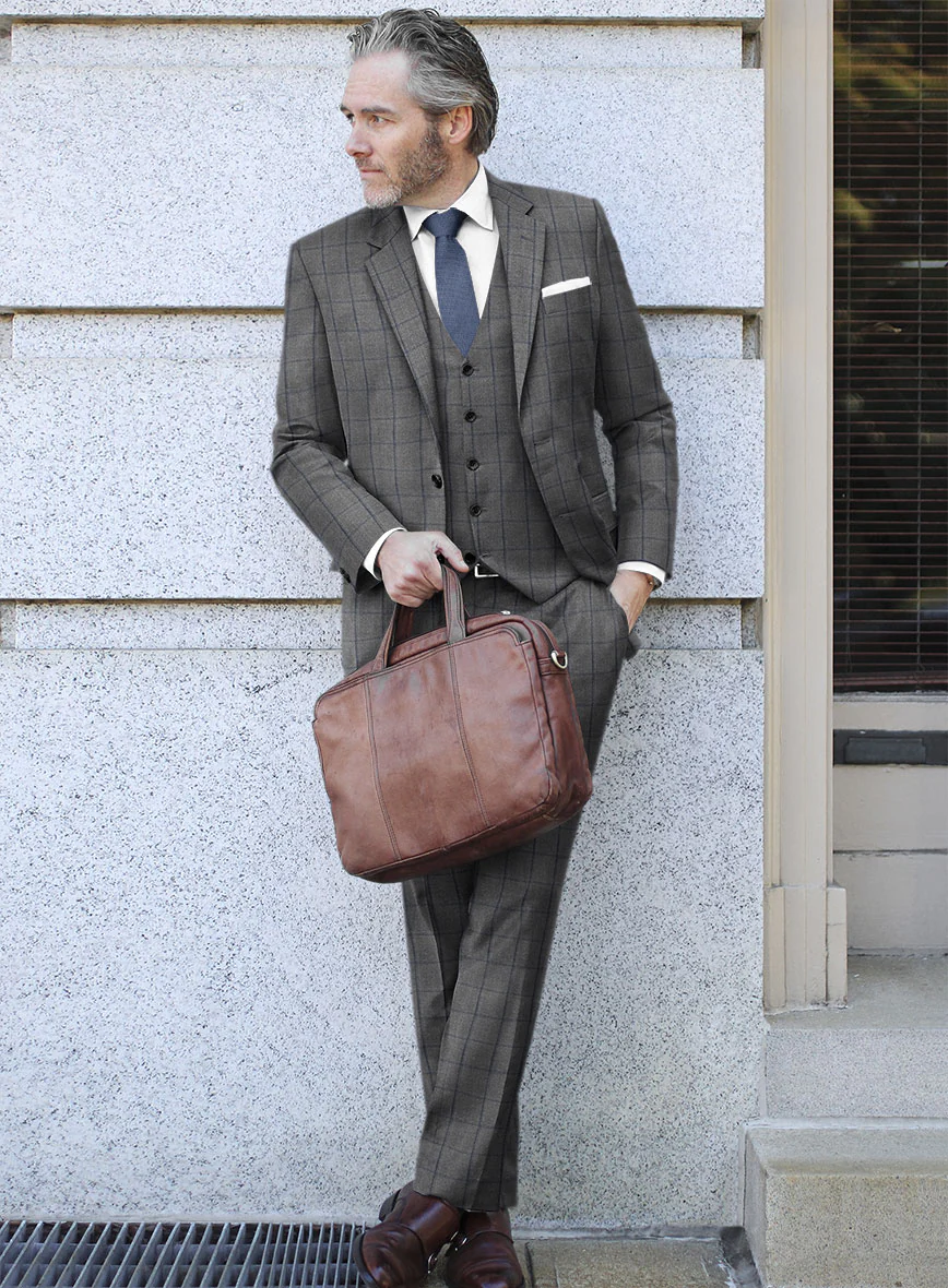 Scabal Tornado Windowpane Gray Wool Suit - Image 2