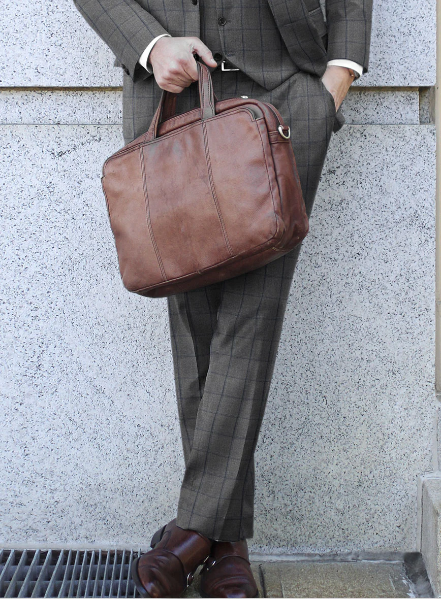 Scabal Tornado Windowpane Gray Wool Suit - Image 4
