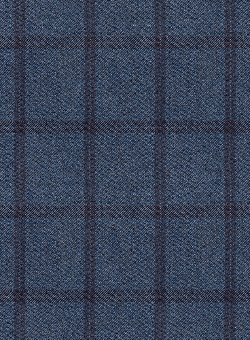 Scabal Tornado Windowpane Pacific Blue Wool Pants - Image 3