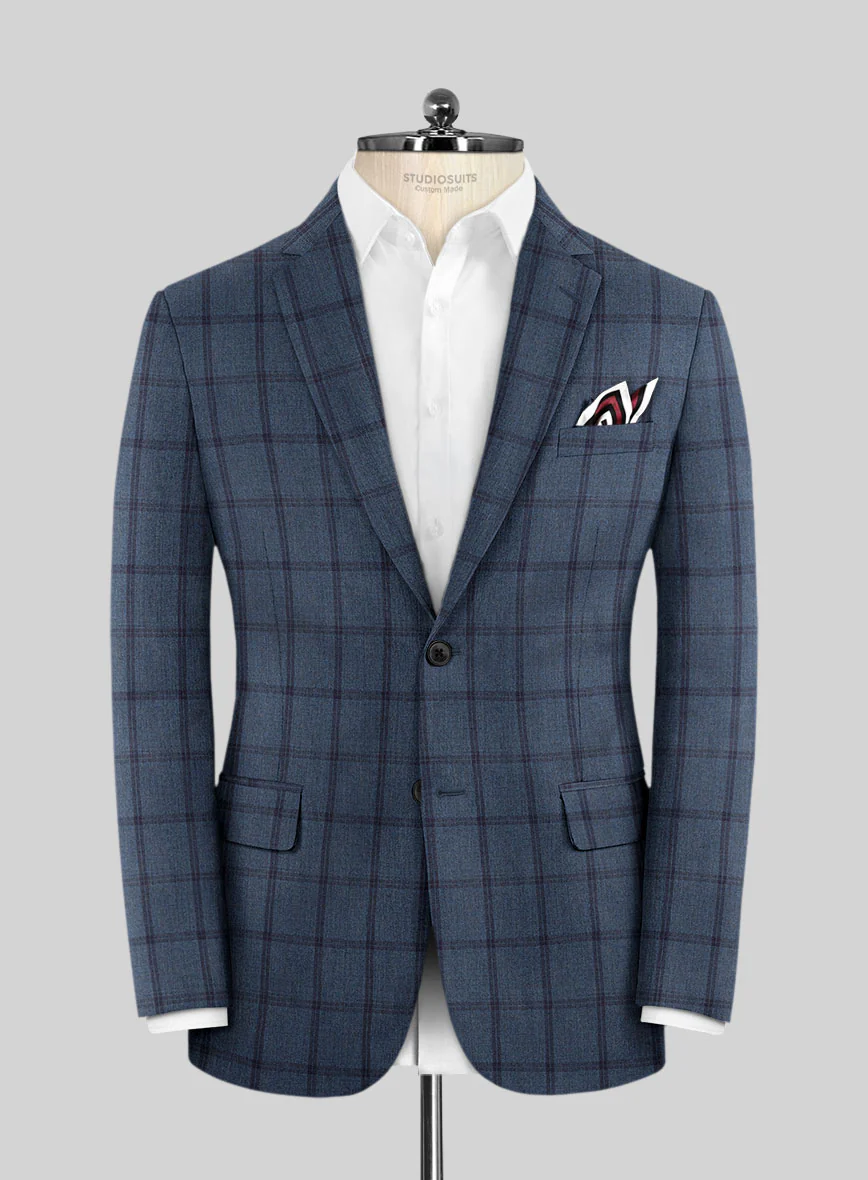 Scabal Tornado Windowpane Pacific Blue Wool Suit - Image 3