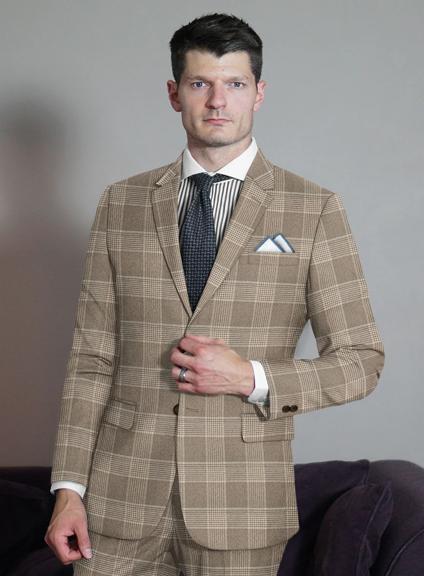 Scabal Tortilla Brown Checks Wool Jacket - Image 2