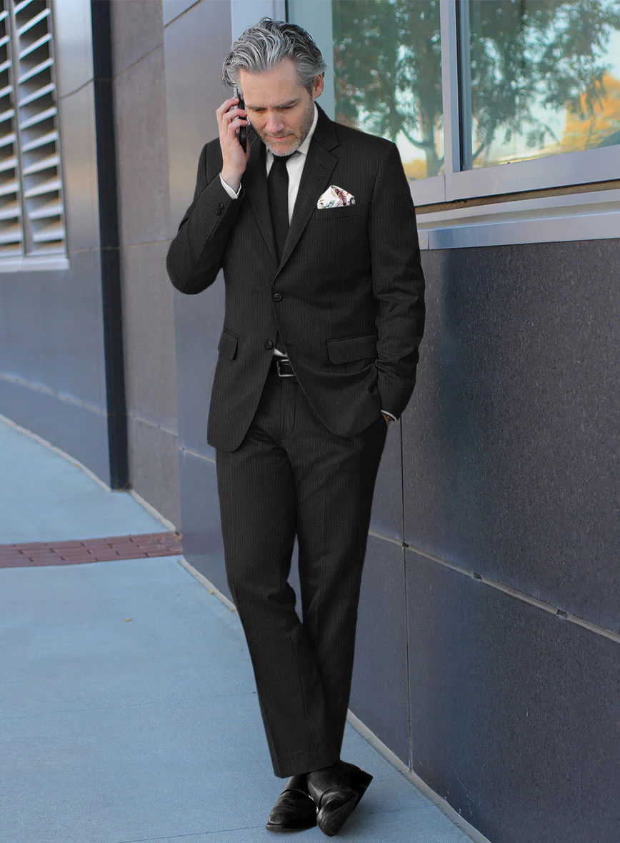 Scabal Tunata Stripe Black Wool Suit - Image 2