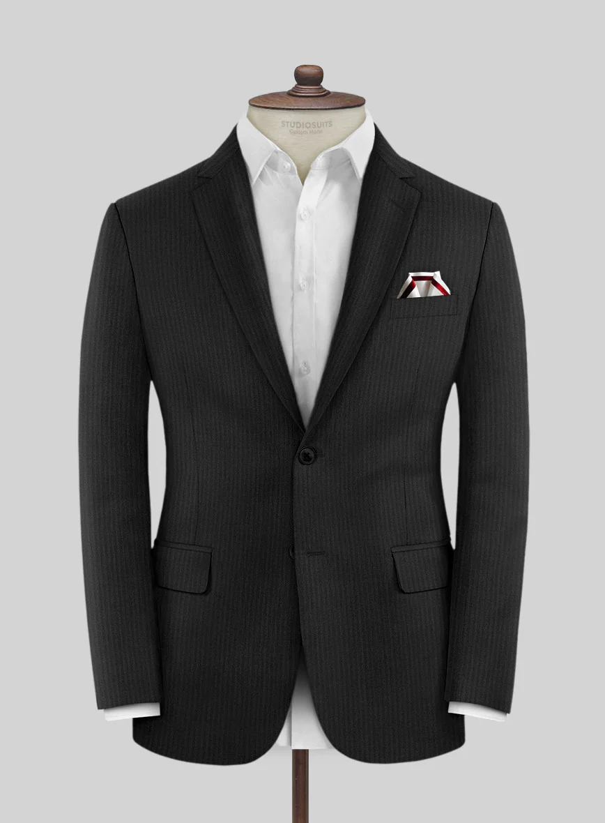 Scabal Tunata Stripe Black Wool Suit - Image 3