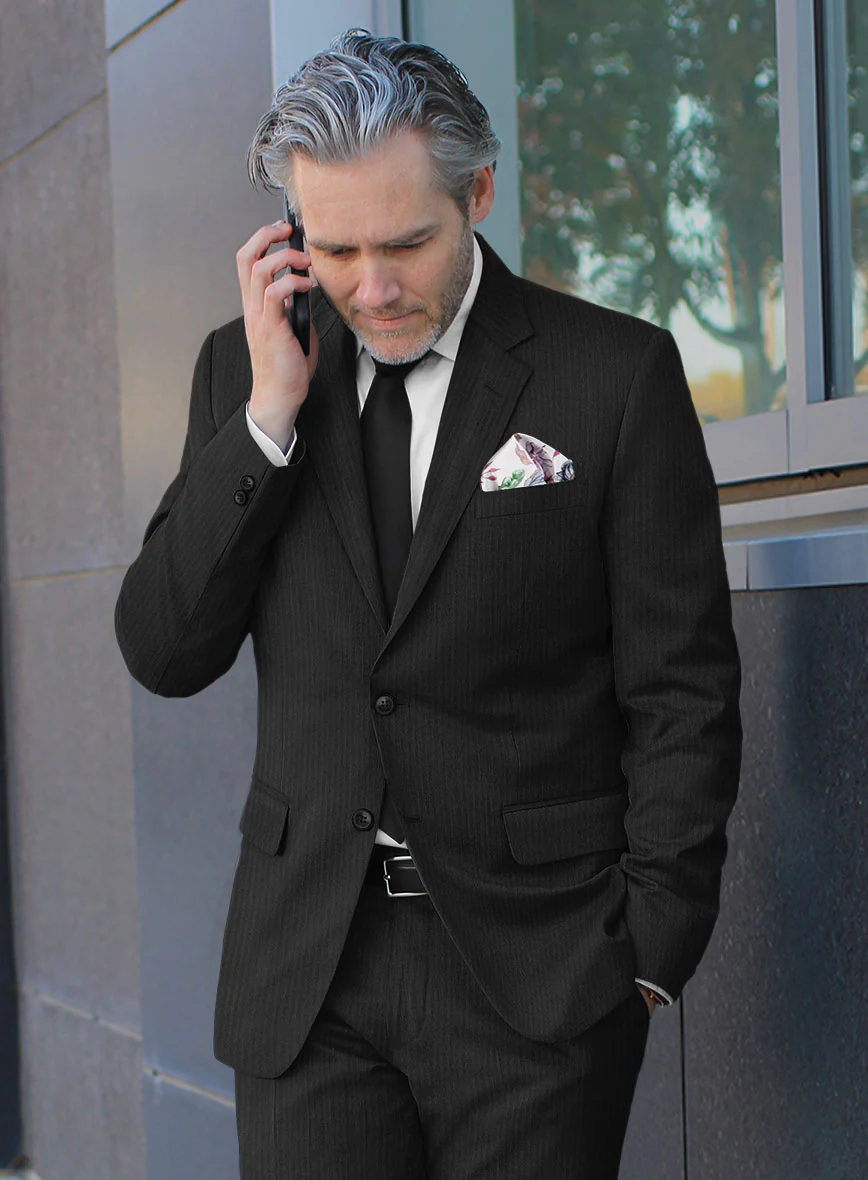 Scabal Tunata Stripe Black Wool Suit - Image 4