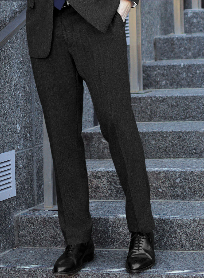 Scabal Ugeni Herringbone Charcoal Wool Suit - Image 5