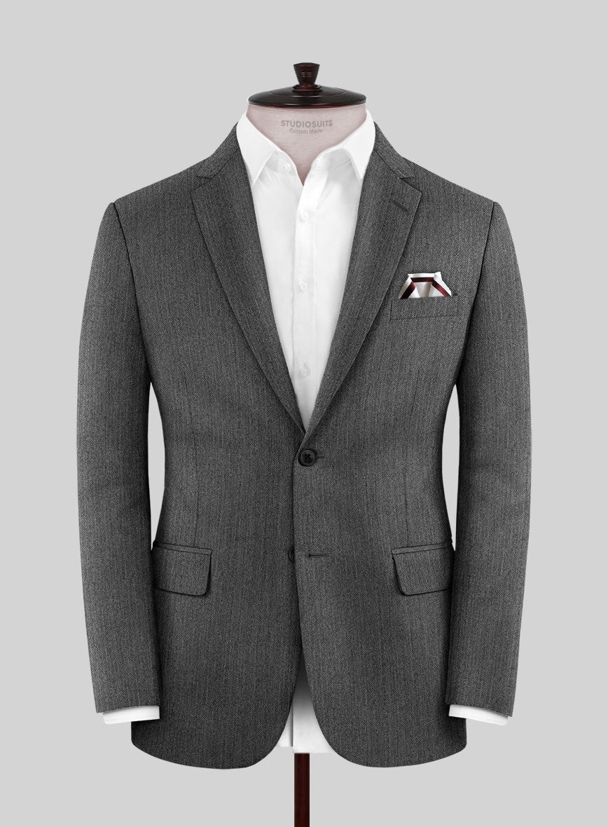 Scabal Uran Herringbone Gray Wool Suit - Image 3