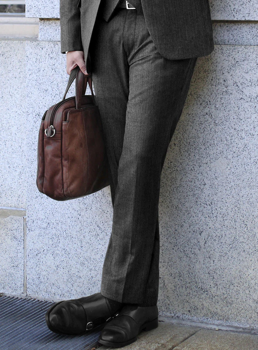 Scabal Uran Herringbone Gray Wool Suit - Image 4
