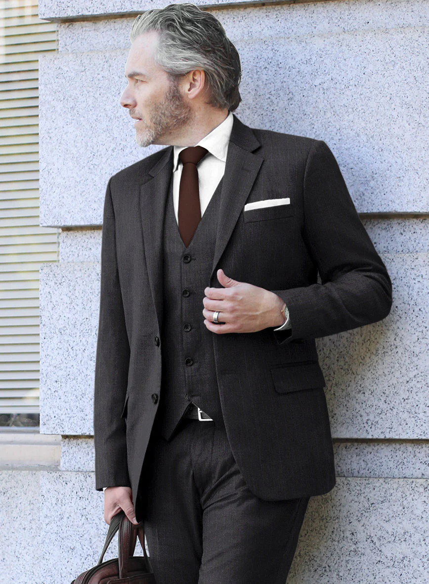 Scabal Urnino Stripe Charcoal Wool Jacket - Image 2
