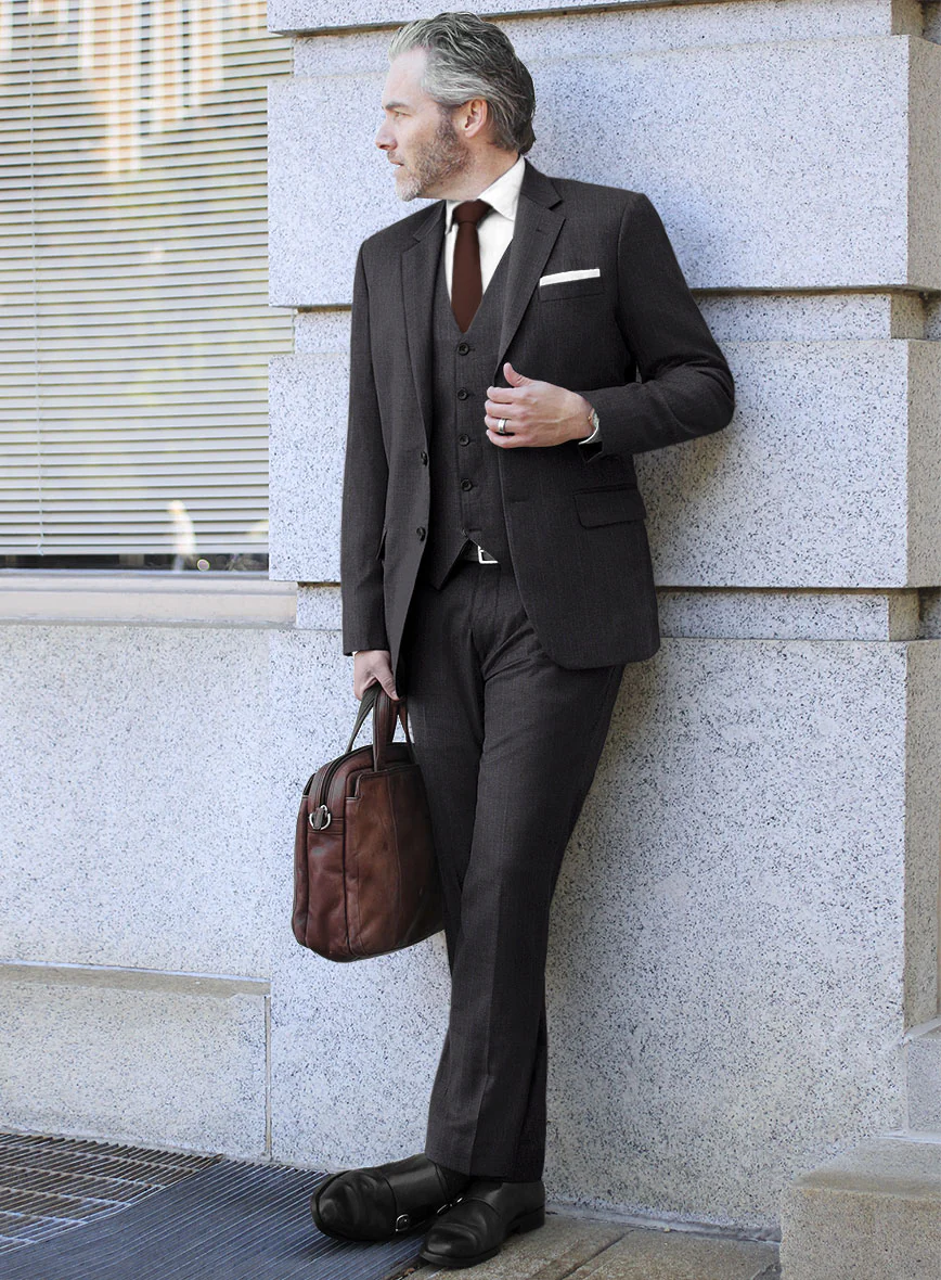 Scabal Urnino Stripe Charcoal Wool Suit - Image 2