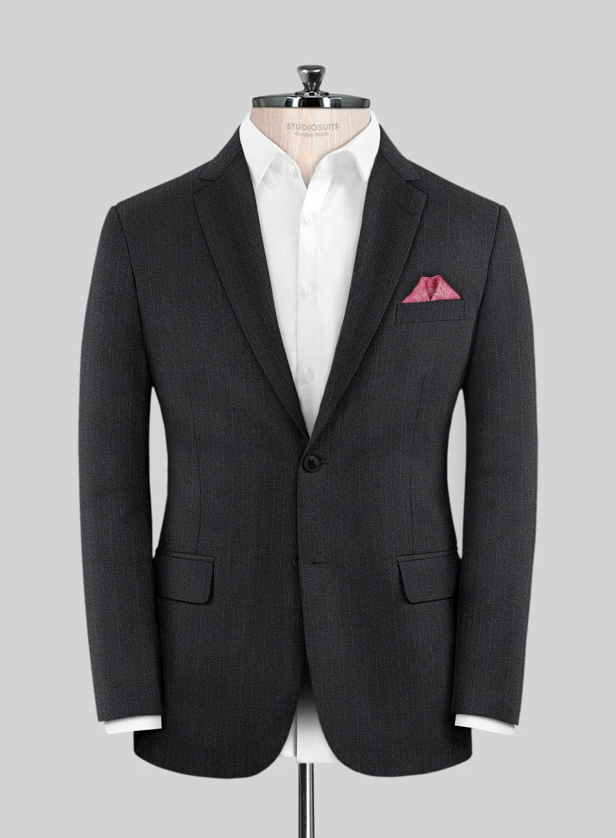 Scabal Urnino Stripe Charcoal Wool Suit - Image 3