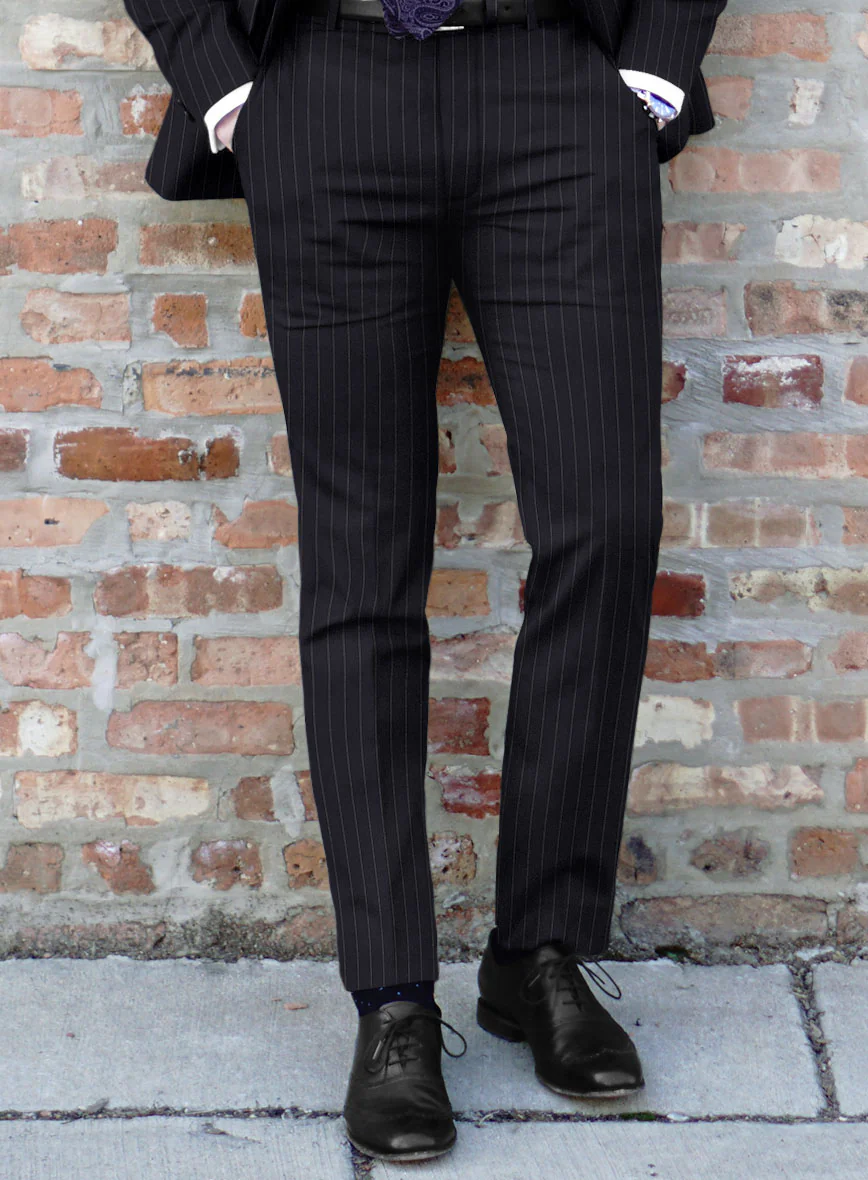 Scabal Vredlo Stripe Blue Wool Pants - Image 2