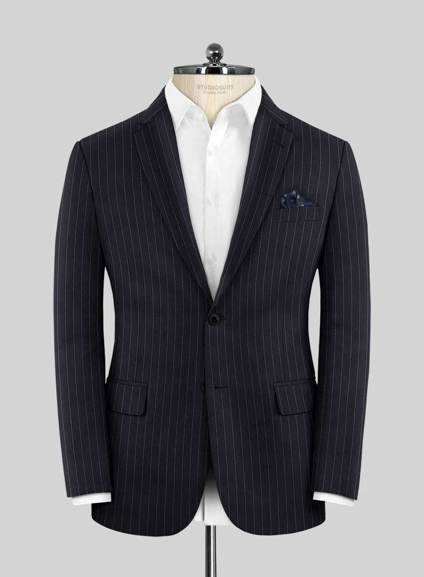 Scabal Vredlo Stripe Blue Wool Suit - Image 3