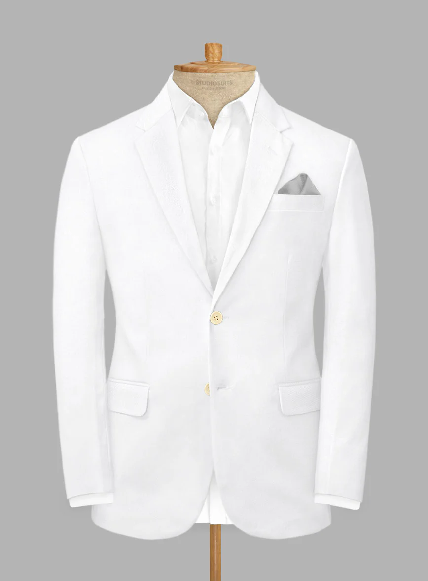 Scabal White Cotton Stretch Suit - Image 2