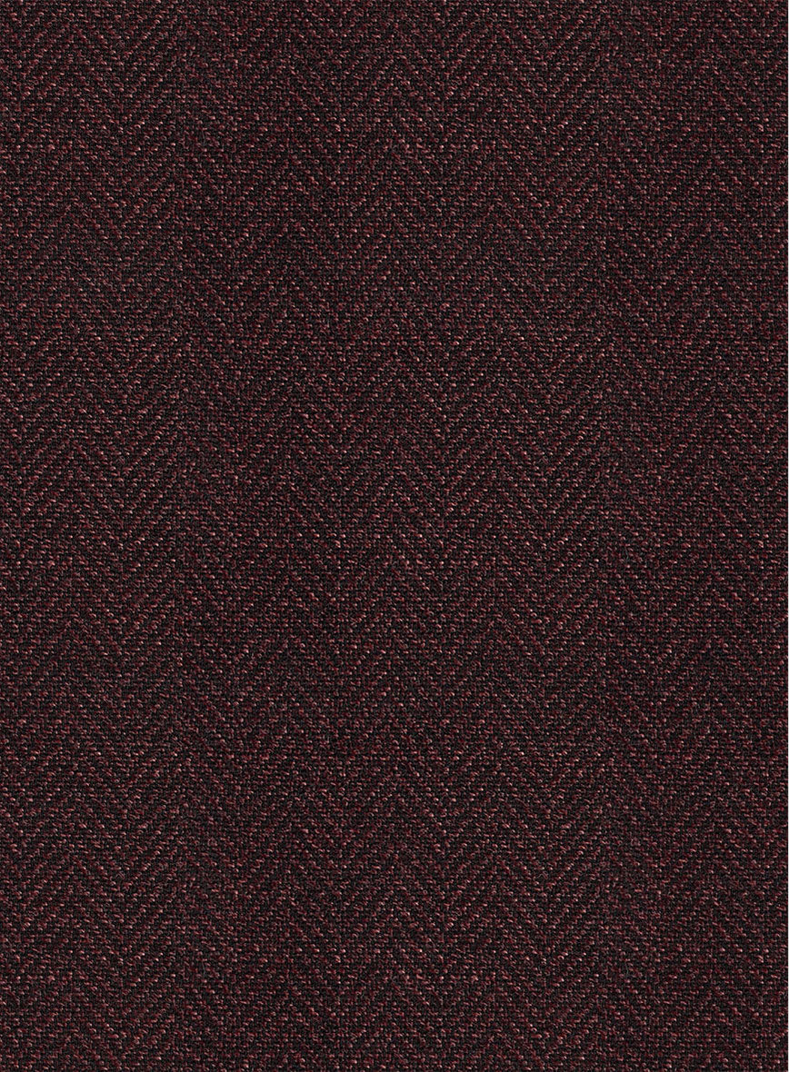 Scabal Wine Herringbone Wool Jacket - Image 4