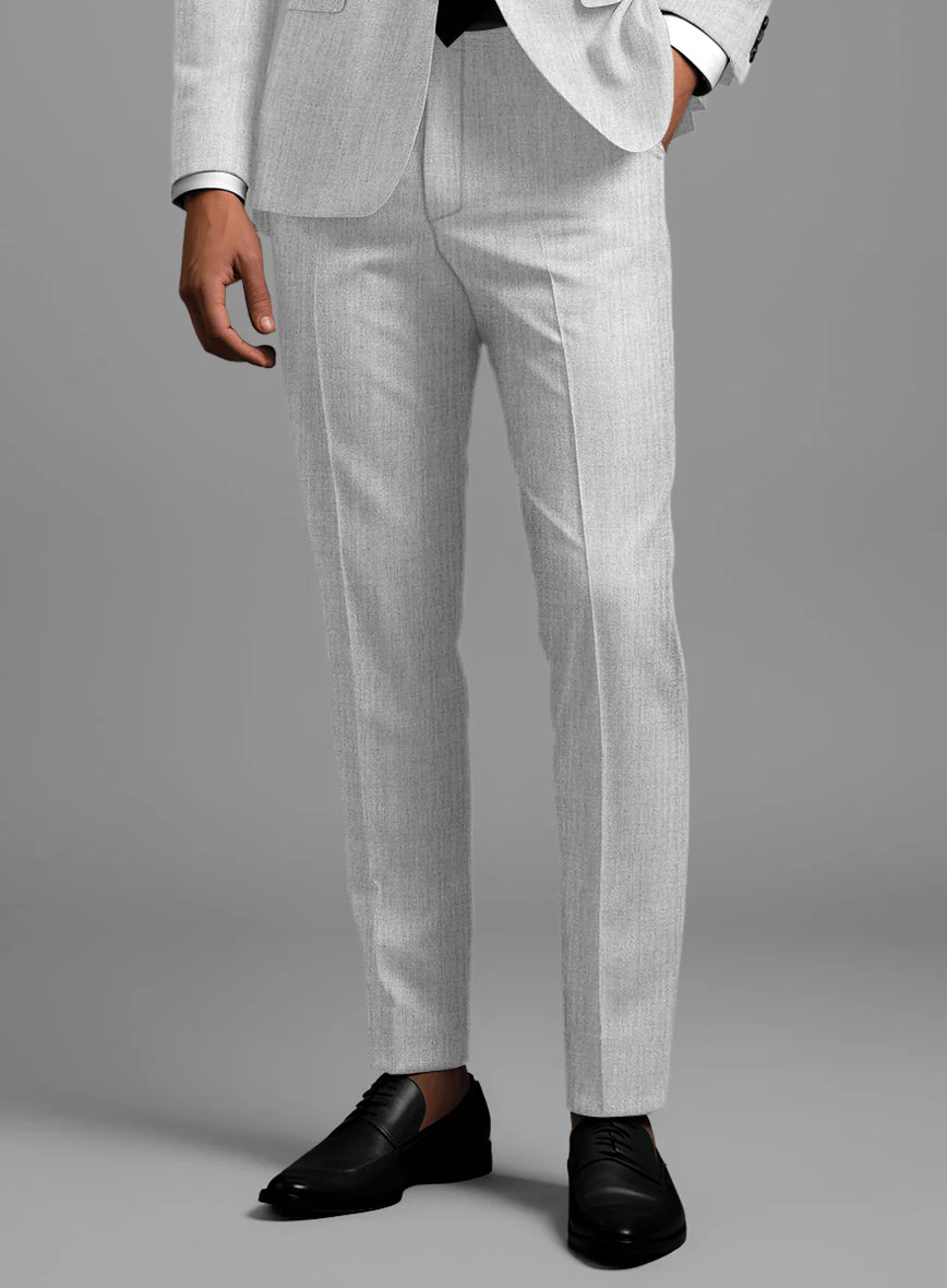 Scabal Worsted Light Gray Wool Pants - Image 2