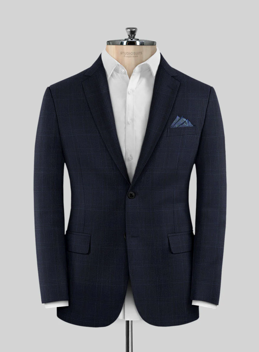 Scabal Xuito Checks Blue Wool Suit - Image 3