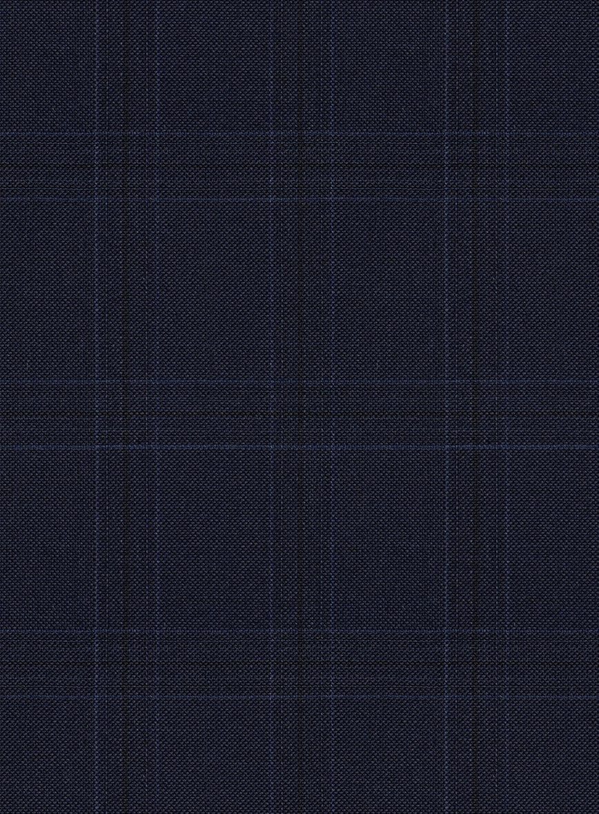 Scabal Xuito Checks Blue Wool Suit - Image 7