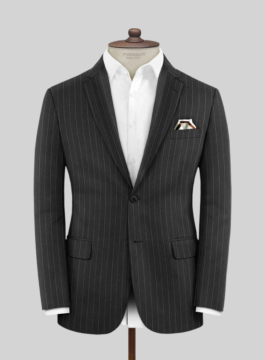 Scabal Ysido Stripe Charcoal Wool Suit - Image 3