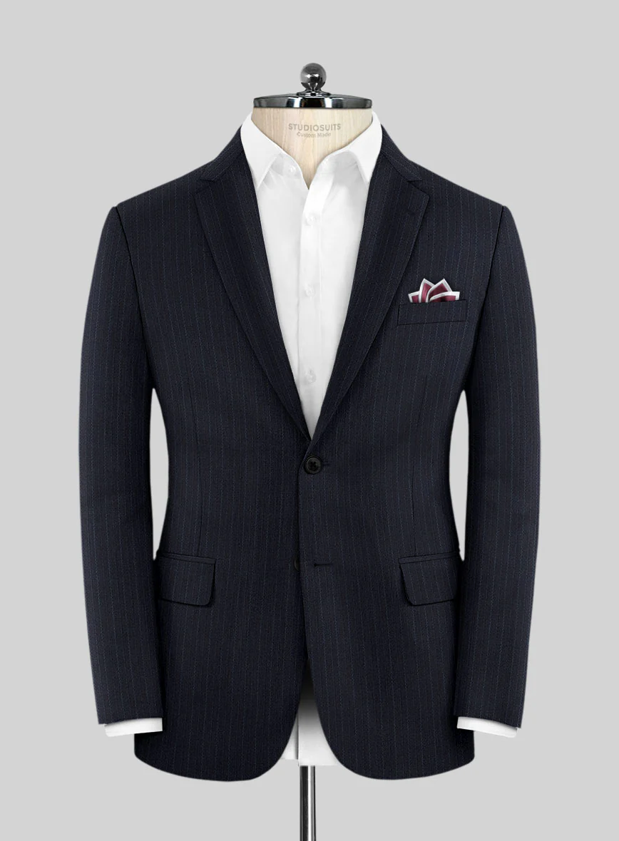 Scabal Zoillo Stripe Blue Wool Suit - Image 3